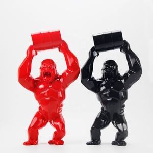 Statue de gorille King Kong en résine durable avec cœur pour la décoration de la maison, du bureau, de l'hôtel, du club - Product Image 1