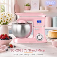 Robot pâtissier SOHEF 7L 1300W avec écran LED, minuteur, moteur 8835, circuit intégré intelligent et bol en acier inoxydable pour la pâtisserie à domicile