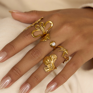 J&D 18K <span class=keywords><strong>Gold</strong></span> Edelstahl mit Zirkonia Klassischer Taubenring Verstellbar für Damen - Product Image 5