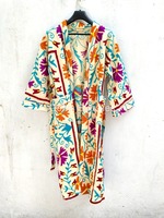 Indien fait à la main Vintage Suzani travail Kimono ouzbek Suzani Robe brodé à la main respirant séchage rapide été ethnique unisexe