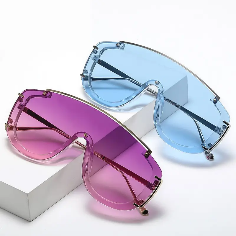 LVCONG 안경 대형 선글라스 여성 착색 한 조각 렌즈 랩 빈티지 디자이너 선글라스 2023 큰 그늘 안경
