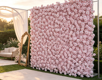 Panel Dinding Bunga Buatan 3D dari Kain, Latar Belakang Floral untuk Dekorasi Foto Pesta Pernikahan