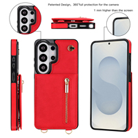 Étui pour Samsung Galaxy S26 avec porte-cartes, en cuir PU, rabat antichoc pour femme, avec dragonne amovible
