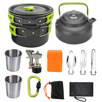 Ensemble de cuisine pliable ultra-léger pour le camping en plein air, avec casserole et poêle, pour pique-nique, jardin, ensemble de cuisine compact pour 2-3 personnes