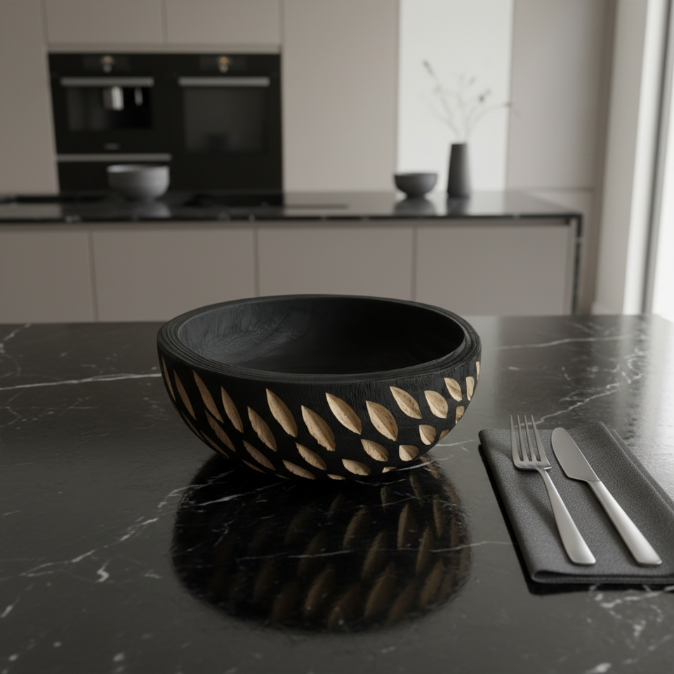 Modern Round Solid Wood Serving Tray 25cm for Kitchen Home Decor ...