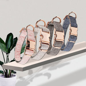 OKKPETS venta al por mayor <span class=keywords><strong>collar</strong></span> de perro correa de sarga fuerte resistente al desgaste <span class=keywords><strong>collar</strong></span> de perro de nylon de oro rosa - Product Image 3