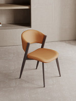 Chaise de salle à manger mobile en cuir véritable Bauhaus, design simple et luxueux, acier au carbone noir, dossier souple, modèle Tula