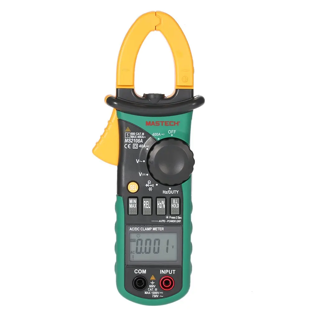 Mastech MS2109A True RMS Digital AC DC Clamp Meter 600A Temp NCV RC Tester Multimeter