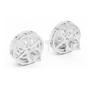 Boucles d'oreilles clous en diamant de laboratoire rond à double halo concentrique avec fermoirs à vis sécurisés, bijoux fins élégants et minimalistes - Product Image 4