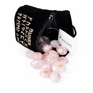 Express Etsy fornitori 25 pz 10 pz cristallo naturale Rune Wicca Energy Stones Reiki burattato inciso Lettering Crystal Set