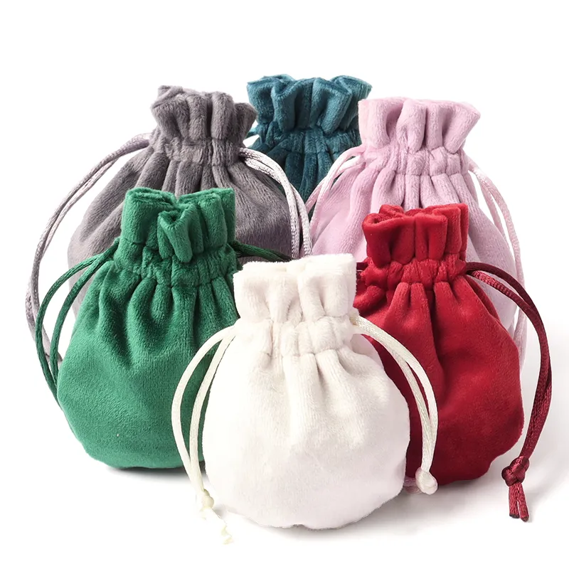 Wholesale sell Velvet Fabric High-grade Color Flannelette Bag Jewelry Bag Bundle Pocket Drawstring Pouch Gift Bag with Custom Lo