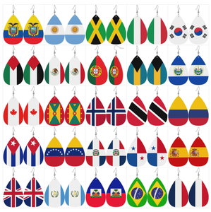 Boucles d'oreilles pendantes en cuir léger en forme de goutte d'eau, motif drapeau national, pour bijoux, tenues, accessoires, cadeaux - Product Image 1