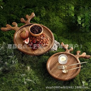 Bandeja de madera con forma de asta de reno navideña, hecha a mano, para frutas y delicatessen, plato de servicio para fiestas, carga estática de 1.ª planta - Product Image 4
