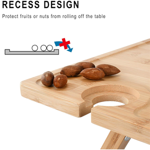 Klappbare Holz tablett Strand Charc uterie Board Tragbare Massivholz Wein Picknick tisch für Frauen Männer Geschenk - Product Image 4