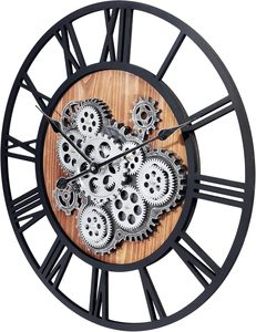 Hiện đại steampunk Đồng hồ treo tường sắt đơn di chuyển bánh Pin hoạt động truyền thống cho phòng khách trang trí nội thất - Product Image 4