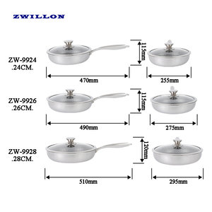 ZWILLON Poêle à frire antiadhésive en acier inoxydable nid d'abeille pour sauter, faire des crêpes, cuisiner avec couvercle 24CM/26CM/26CM <span class=keywords><strong>Wok</strong></span> - Product Image 3
