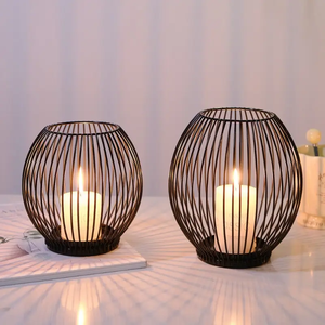 Modern Metal Hollow Out Black Articles Home Decor Gifts Candlestick <strong>Lanterns</strong> Decorative Metal <strong>Candle</strong> Stick <strong>Candle</strong> Holders - Product Image 3