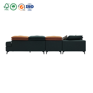Divano da ufficio moderno a 5 posti in stile italiano giallo con chaise longue componibile a forma di L - Product Image 4