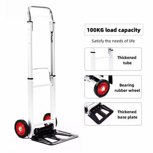 ओम अनुकूलन योग्य पोर्टेबल फोल्डिंग एल्यूमीनियम दो-पहिया ट्रॉली औद्योगिक उपकरण ट्रॉली 100 किलोग्राम भार लोहे रबर शॉपिंग कार्ट - Product Image 2