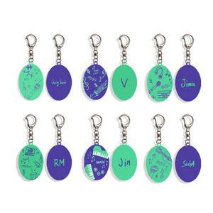 Porte-clés en acrylique motif dessin animé -UP avec JIMIN SUGA JIN RM pour impression UV, tendance mode, vente en gros, cadeau pour fans - Product Image 2