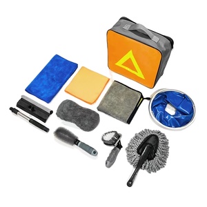 洗車カーケアツールフルセットカークリーニングタオルスポンジブラシバケット10ピースセットタイヤブラシ - Product Image 1