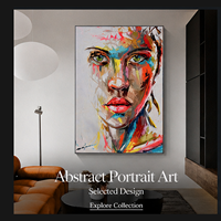 Toile murale abstraite colorée avec portrait, peinture de visage féminin, option d'impression photo personnalisée pour la décoration du salon, du bureau ou du studio