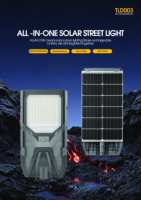Lámpara Solar LED TLD003, Modelo Nuevo y Económico, Súper Brillante, Alta Eficiencia, 100W-300W, Todo en Uno, Farola Solar Integrada