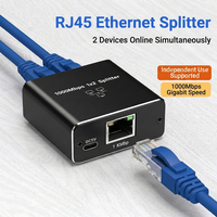 Splitter Jaringan Gigabit 1000Mbps RJ45 Merek OEM Cetakan Pribadi Kabel Ethernet Paduan Aluminium PC dengan Driver Plug and Play