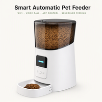 Distributeur automatique de nourriture pour animaux de compagnie en plastique moderne, intelligent, avec WiFi, réservoir visible de 6 L, enregistreur vocal pour chat et chien, avec prise UK/EU/US