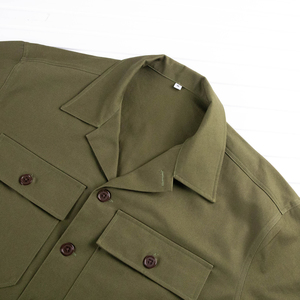 Vente en Gros Col Cubain <span class=keywords><strong>Manches</strong></span> <span class=keywords><strong>Longues</strong></span> Surdimensionné Vert Haute Qualité 100% Coton Chemises de Travail pour Hommes - Product Image 4