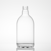 Bouteille de gin et de vodka en verre extra clair de qualité supérieure, 75 cl, fond épais, bouteille ronde pour liqueur avec filetage à vis