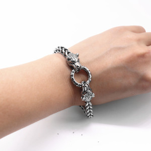 Yunnique Pulsera de cadena con diseño geométrico de guepardo, plata tibetana, unisex, regalo, joyería - Product Image 4