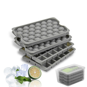 Mini moule à glaçons Sphère personnalisé à dégagement facile Machine à boules de glace pour cocktail de whisky Petit plateau à glaçons rond réutilisable <span class=keywords><strong>avec</strong></span> <span class=keywords><strong>couvercle</strong></span> et poubelle - Product Image 1