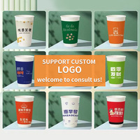 Gobelets en papier à double paroi écologiques de qualité alimentaire, vente en gros d'usine, logo personnalisé, couleur, pour bubble tea, café chaud/froid