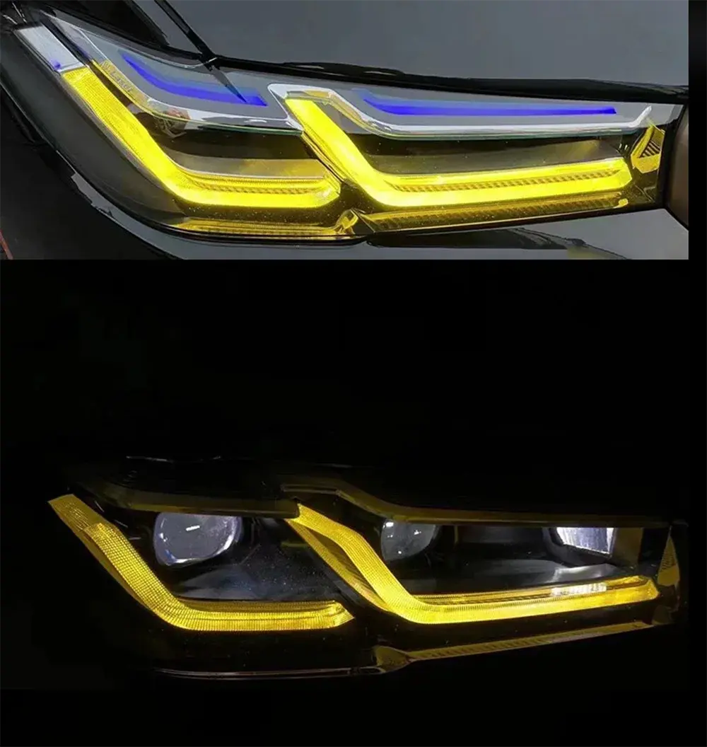 Luzes diurnas LED DRL para BMW G30 Yellow DRL G31 F90 M5 LCI Euro Acessórios para Carro 2021-2023