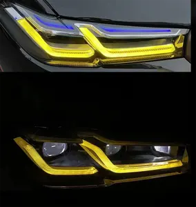 बीएमडब्ल्यू जी30 पीला डीआरएल जी31 एफ90 एम5 एलसीआई यूरो कार एक्सेसरीज 2021-2023 के लिए येलो एंजेल आइज़ डेटाइम रनिंग लाइट्स एलईडी डीआरएल मॉड्यूल