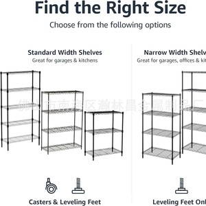 Hanlinchang Metal Products Factory 4 Tier Adjustable Heavy Duty Storage <b>Rack</b> <b>Wire</b> Mesh Black Garage <b>Shelves</b> - Product Image 4