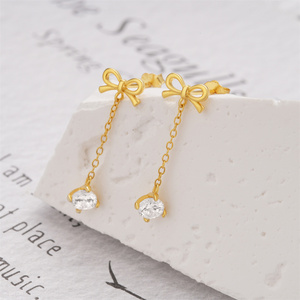 CANNER Pendientes Largos de Plata de Ley 925 con Lazo, Cadena de Borlas Exquisita y Circonita para Mujer S925 - Product Image 5