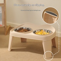 Bols doubles surélevés pliables pour chiens, pour boire et manger, en plastique et acier inoxydable, à motif uni, pour chiens de taille moyenne/grande