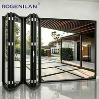 Portes pliantes en aluminium Rogenilan, fournisseur chinois, résistantes aux ouragans, double vitrage Low-E, pour patio