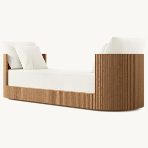 Canapé-lit RH haut de gamme en chêne américain, taille personnalisable, cadre nervuré cannelé, banquette de chambre <span class=keywords><strong>à</strong></span> coucher rembourrée de luxe RH - Product Image 3