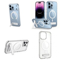 Coque de téléphone magnétique transparente longue durée avec béquille dissimulée et protection intégrale pour iPhone 17 16 15 14 13 12 11 Pro Max Plus mini