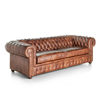 Juego de Sofás Chesterfield de Piel Genuina Italiana para Sala de Estar Muebles de Salón Sofá Chester Marrón
