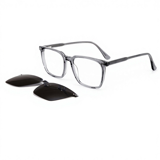 New Brief High Quality Rectangle Designer Acetate Glasses Two-Tone Magnetic Clip-On Sunglasses Frames Fashion Sunglasses