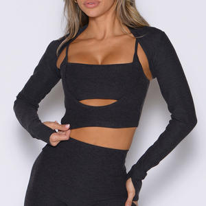 Wholesale Breathable Plus Size Yoga Workout Tops for Women Seamless Sportswear with Front Logo - Product Image 2