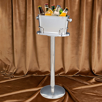 Support de seau à glace classique pour fête, en acier inoxydable doré ou argenté, refroidisseur métallique, logo personnalisé, pour bar, durable et écoresponsable