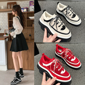 Baskets plateforme épaisses rétro colorblock pour femmes, chaussures décontractées antidérapantes à lacets style Dad Shoes - Product Image 3