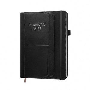 Agenda con espiral A5, impresión del alfabeto inglés, planificador de horarios 26-27, cubierta de cuero, diseño personalizado ecológico, cuaderno de mediado de año - Product Image 1