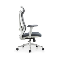 Chaise de bureau ergonomique à dossier haut en maille, appui-tête réglable, support lombaire, accoudoirs fixes, pivotante et inclinable, style moderne exécutif