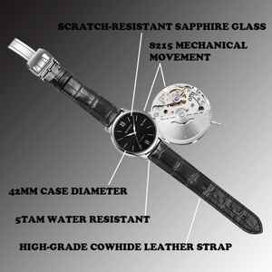 Reloj de Lujo para Hombre con Caja de Acero Inoxidable 316L Personalizada, Correa de Cuero de 22 mm, Movimiento Automático Miyota 8215, Resistente al Agua 40 mm - Product Image 3